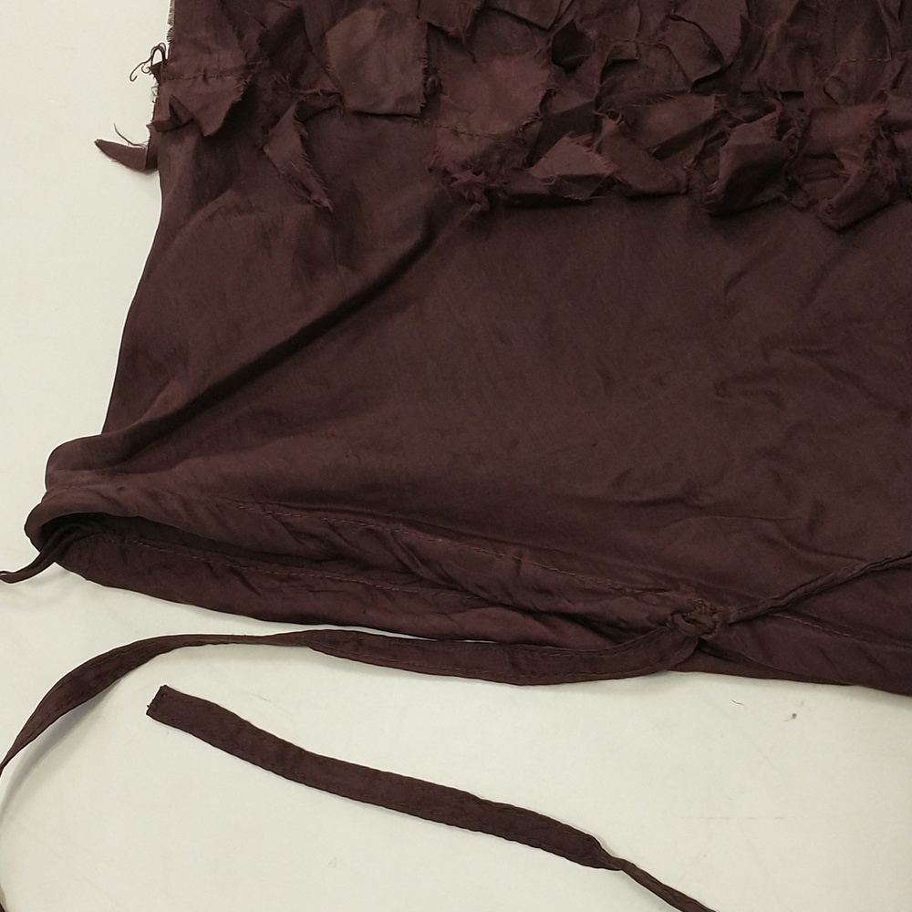 100% Silk Skirt Rag Ruffles Tiered Effect Chan Luu Long Maxi Brown Burgundy SeeM - Picture 11 of 12